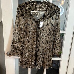 432.   Damee Olive and Black Sheer Animal-Print Jacket